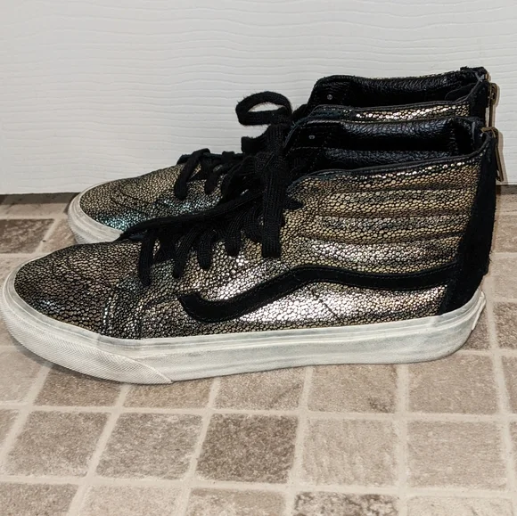Metallic Silver Sk8 Hi Old-school Vans - Picture 1 of 8